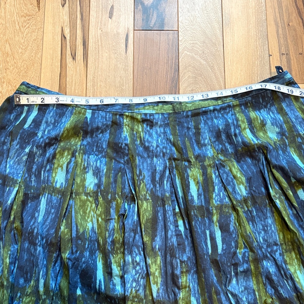 Talbot Women's Abstract Blue & Green Pleated Skirt - Picture 3 of 5